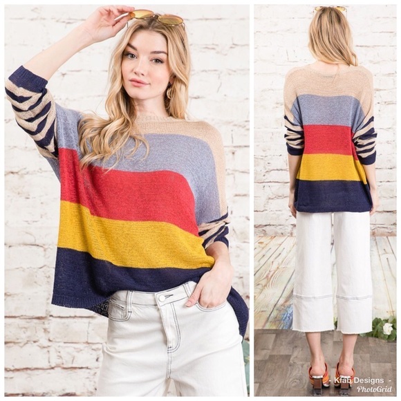 ❤️LAST 2! Lightweight Striped Boyfriend Sweater! - Picture 2 of 3